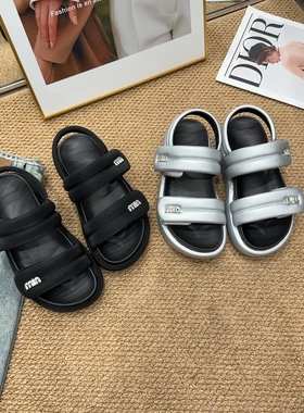 177-2夏季新品女厚底魔术贴凉鞋时尚简约潮流百搭休闲凉拖潮4cm