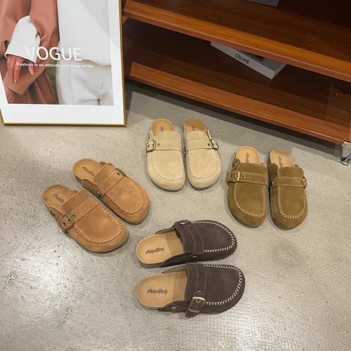 301-2 一脚蹬勃肯鞋女2025新款懒人外穿拖鞋休闲软底平底穆勒鞋子