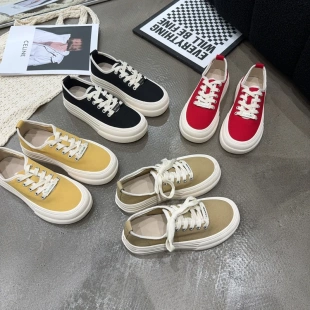 新品 夏季 软底透气简约舒适百搭休闲鞋 韩版 女厚底系带帆布鞋 656