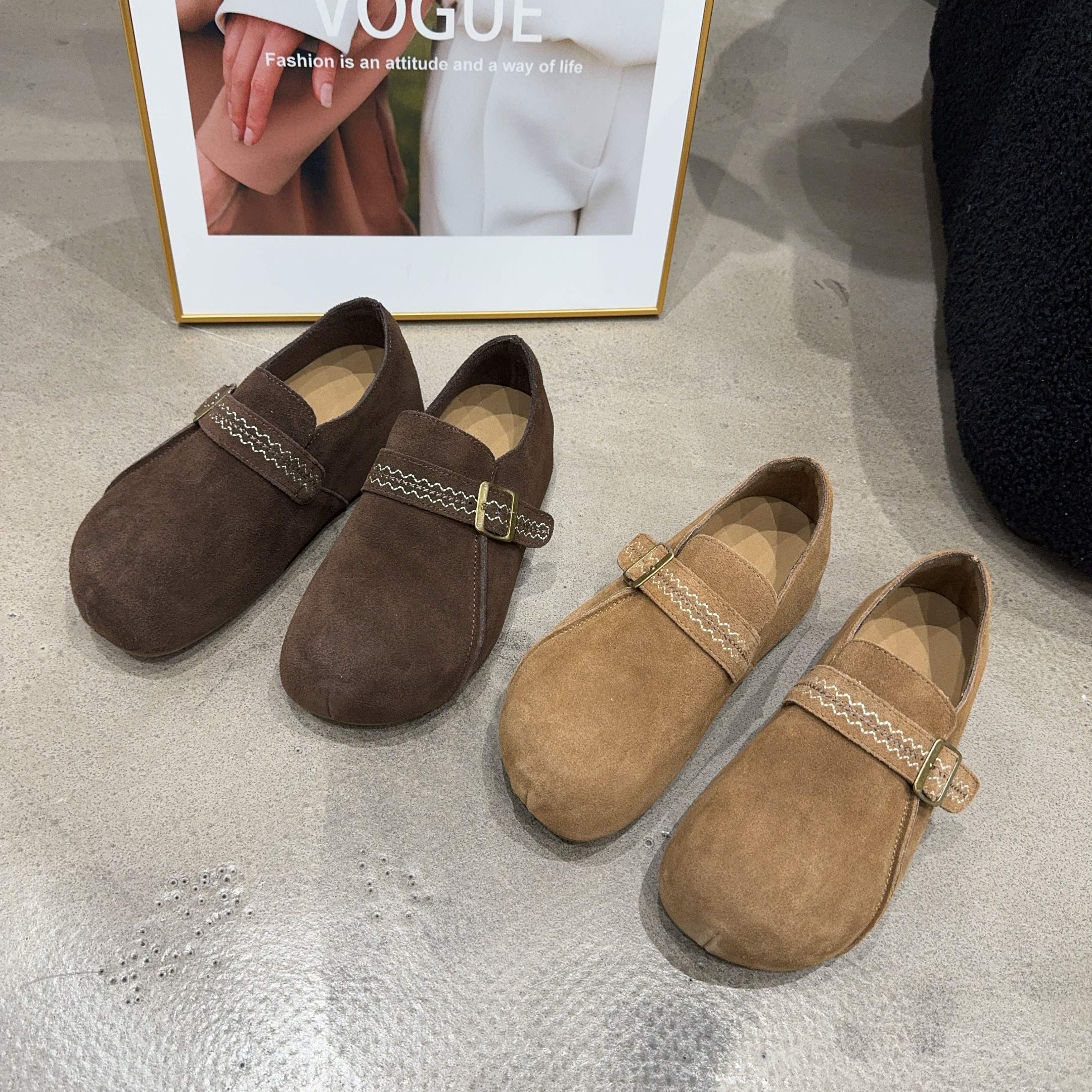 9237-5乐乐家秋季新品女真皮软底内增高勃肯鞋简约舒适平底韩版潮