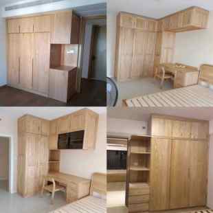 全屋纯实木衣柜定制卧室红橡木简欧大柜子樱桃原木风家具工厂定做