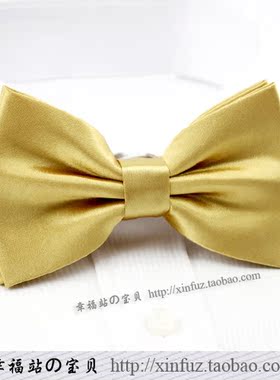 韩版男士领结 品质香槟金色双层蝴蝶结 商务宴会主持搭配时尚领结