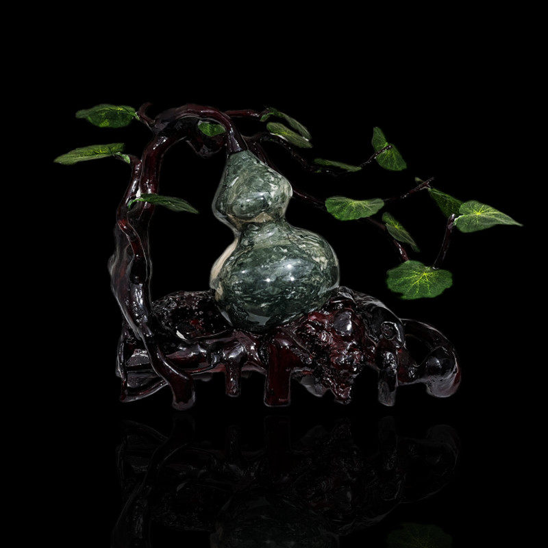 福建华安九龙壁玉石纯天然原石葫芦福禄客厅办公室玄关精品摆件