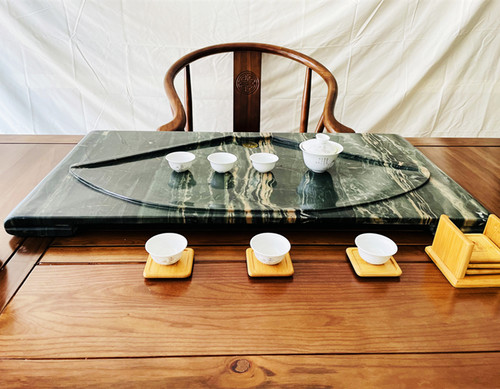 石头茶盘华安玉九龙璧手工雕刻