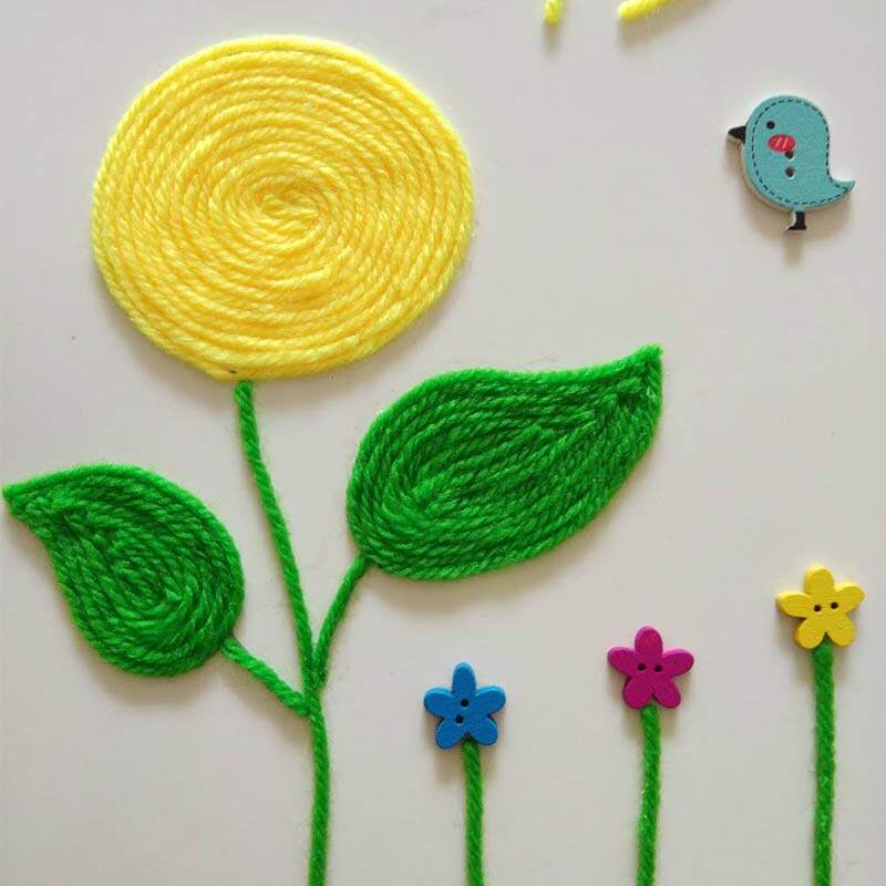 益智儿童玩具 幼儿园手工 材料包创意新颖黏贴画毛线扣子画秋天a4