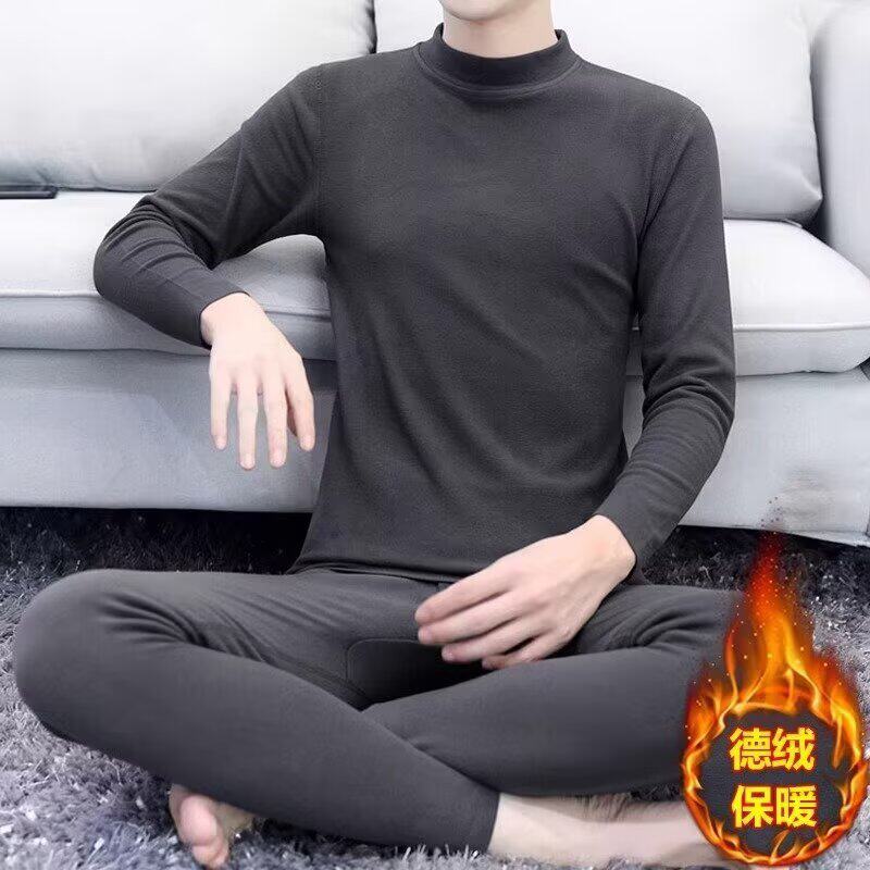 中老年德绒自发热保暖套装爸爸装加厚秋衣保暖裤男2026自发热套装