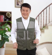 Đàn ông trung niên mùa hè mỏng phần lưới cha vest giản dị nhiều túi chụp ảnh vest vest - Dệt kim Vest