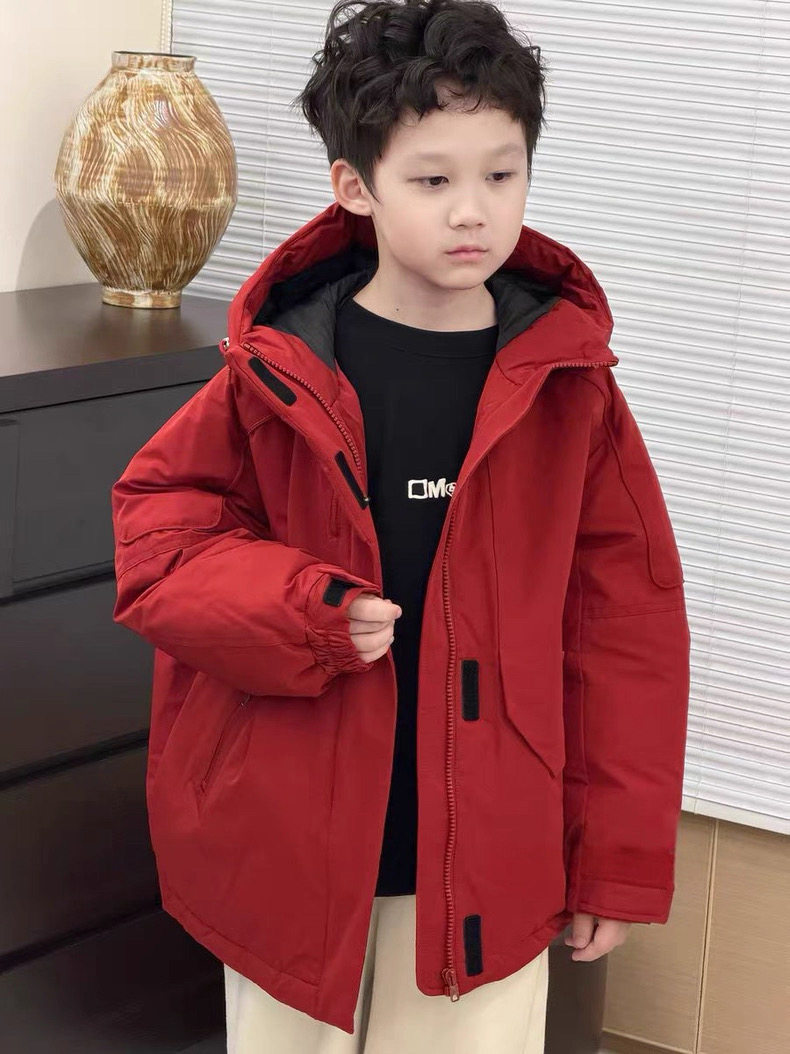 波拉bora韩国儿童装羽绒服冬款男女童加厚连帽外套90白鸭绒面包服