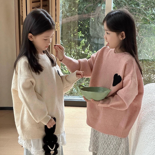 波拉韩国童装儿童毛衣2024秋冬新款男女童韩版宽松加厚针织羊毛衫