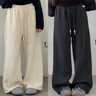 波拉韩国儿童装加绒卫裤26秋冬新款男女童韩版加厚休闲阔腿裤子潮