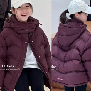 波拉韩国童装男女童羽绒服秋冬新款儿童棉服外套90白鸭绒面包服
