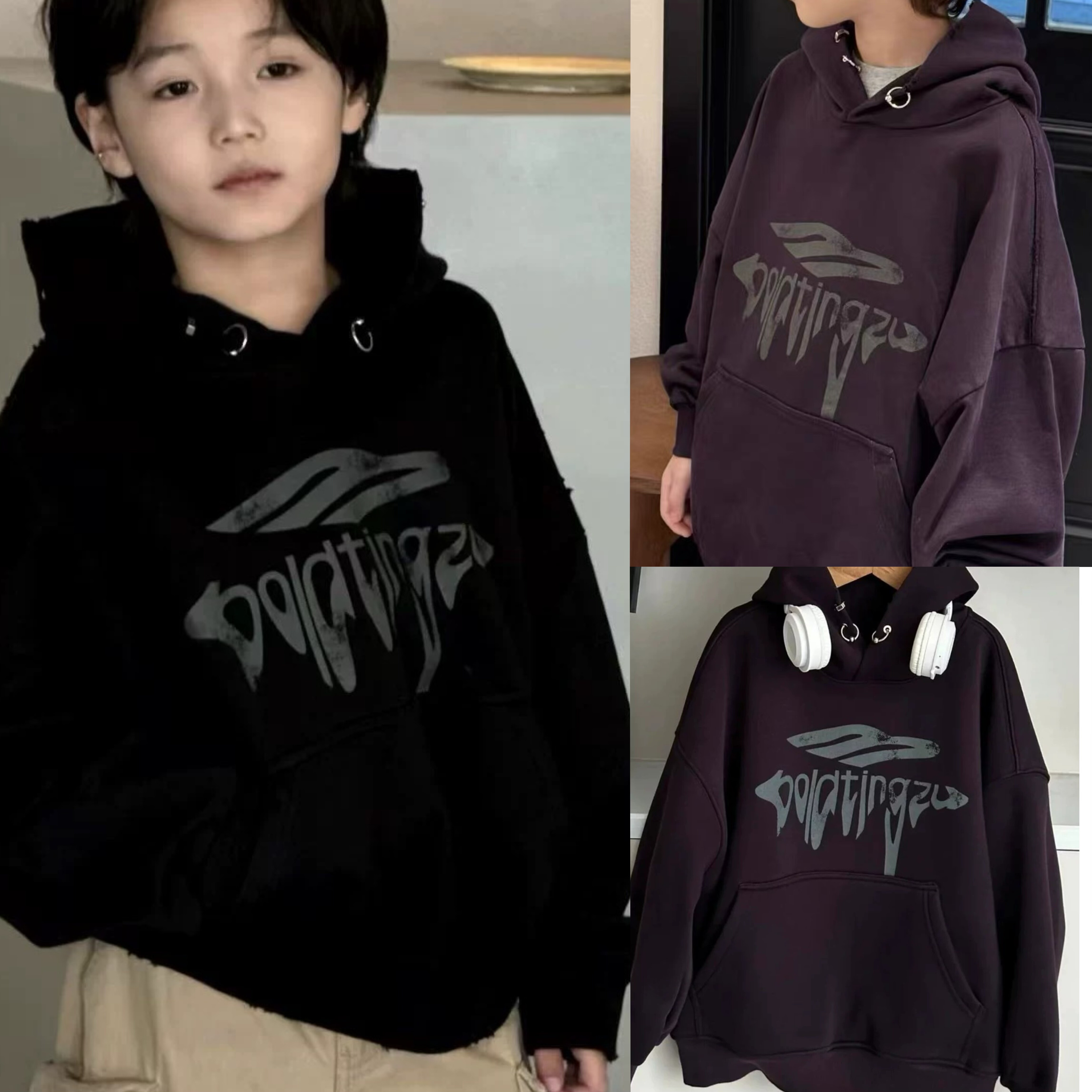 波拉韩国童装男女童加绒卫衣2025秋冬新款儿童休闲百搭连帽上衣潮