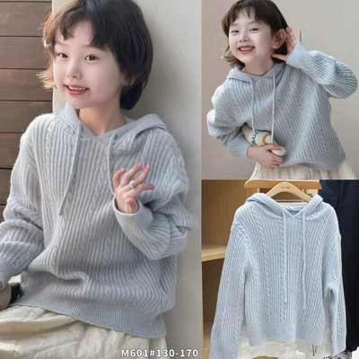 听集波拉韩国女童连帽毛衣2025秋冬季新款男童休闲外套儿童羊毛衫