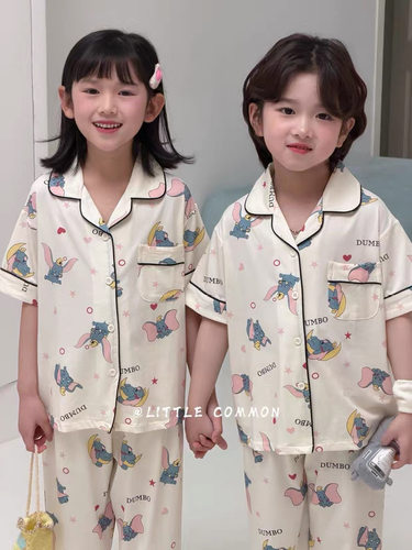 韩系潮牌男女童春夏家居服套装