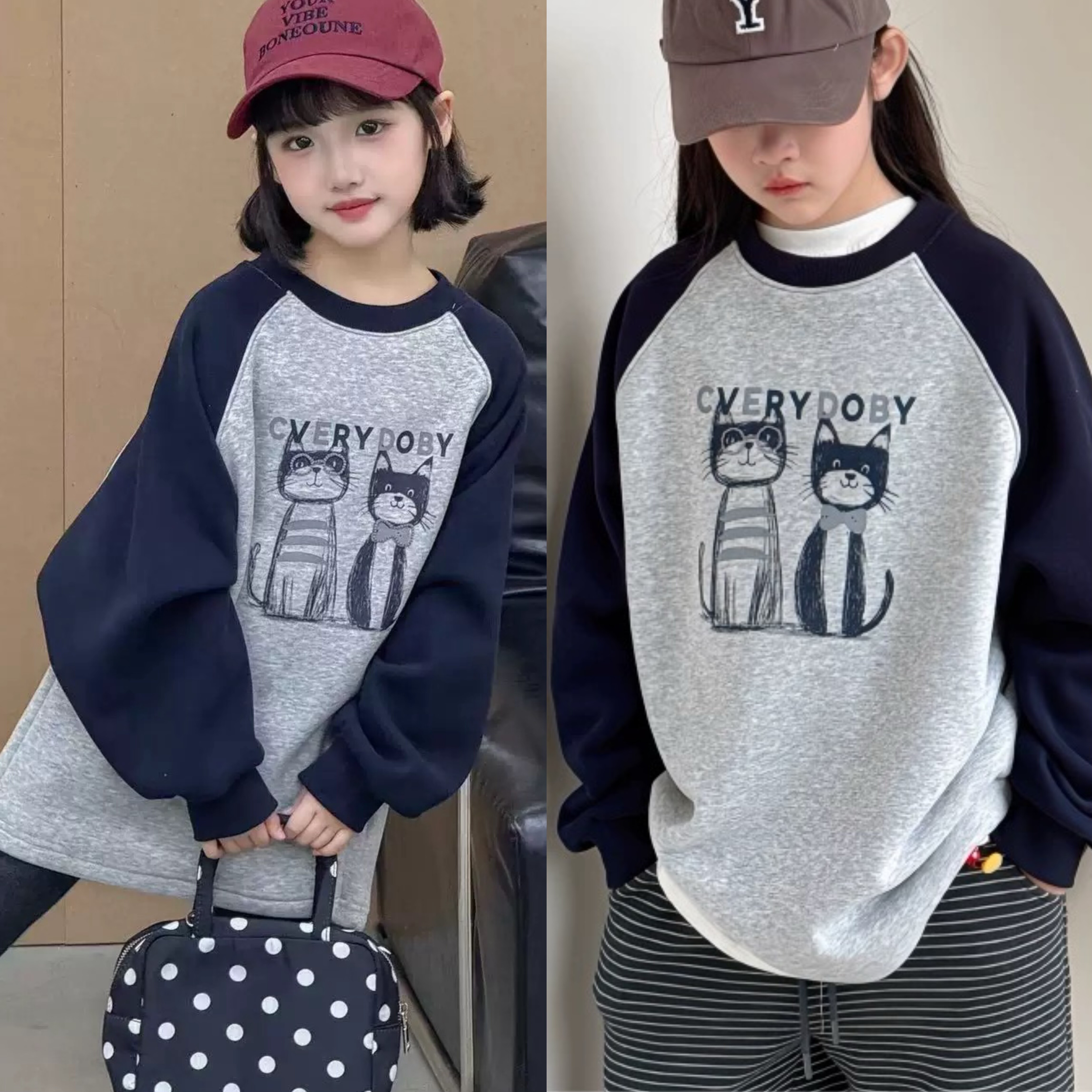 波拉韩国儿童装加绒长袖T恤衫秋冬季新款男女童加厚打底衫卫衣潮