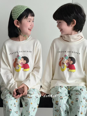 韩国潮牌童装男女童家居服春秋季新款儿童宽松休闲睡衣亲子潮范
