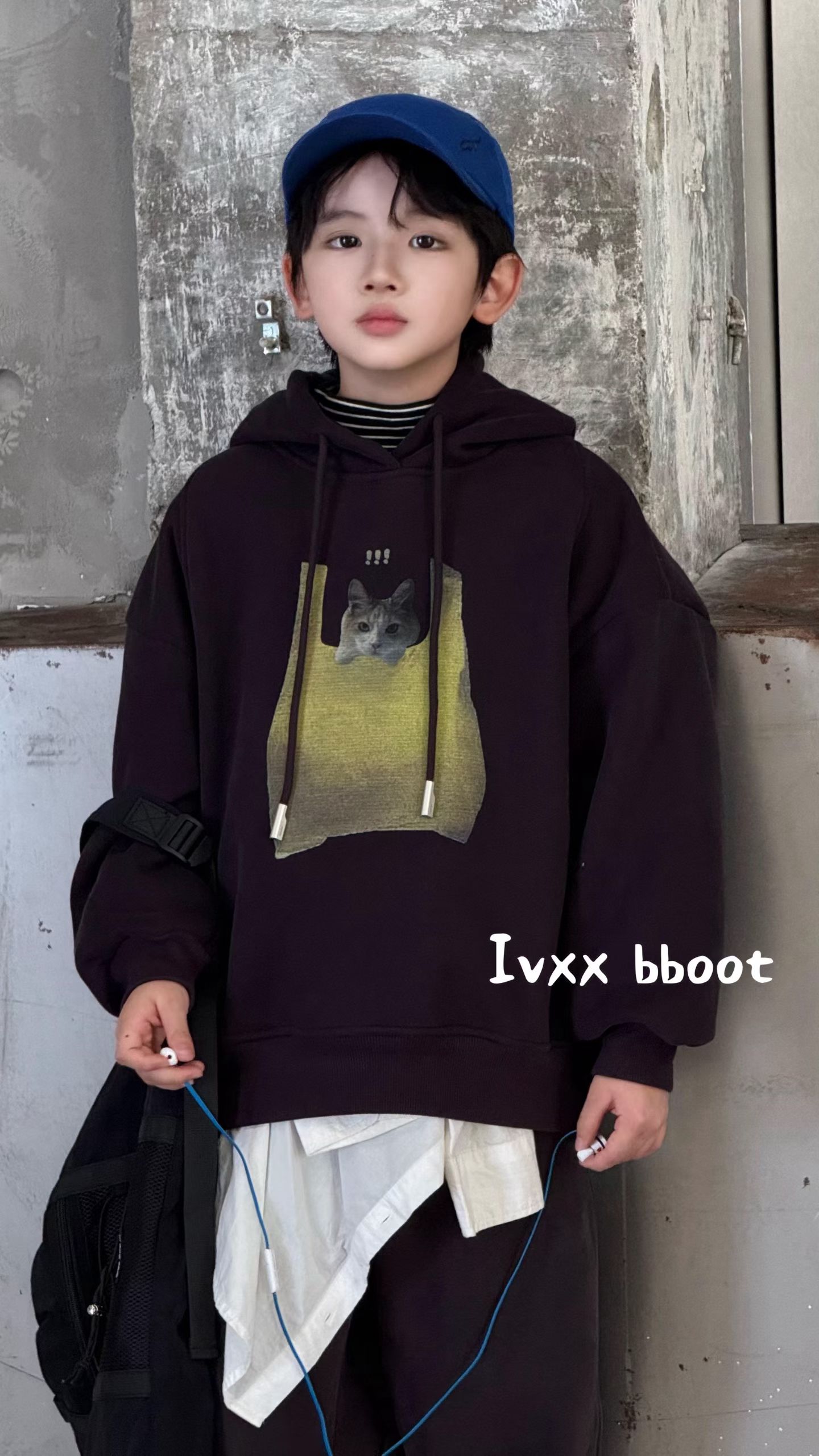 ivxx正版波拉韩国童装男女童加绒卫衣2025秋冬新款儿童加厚上衣潮