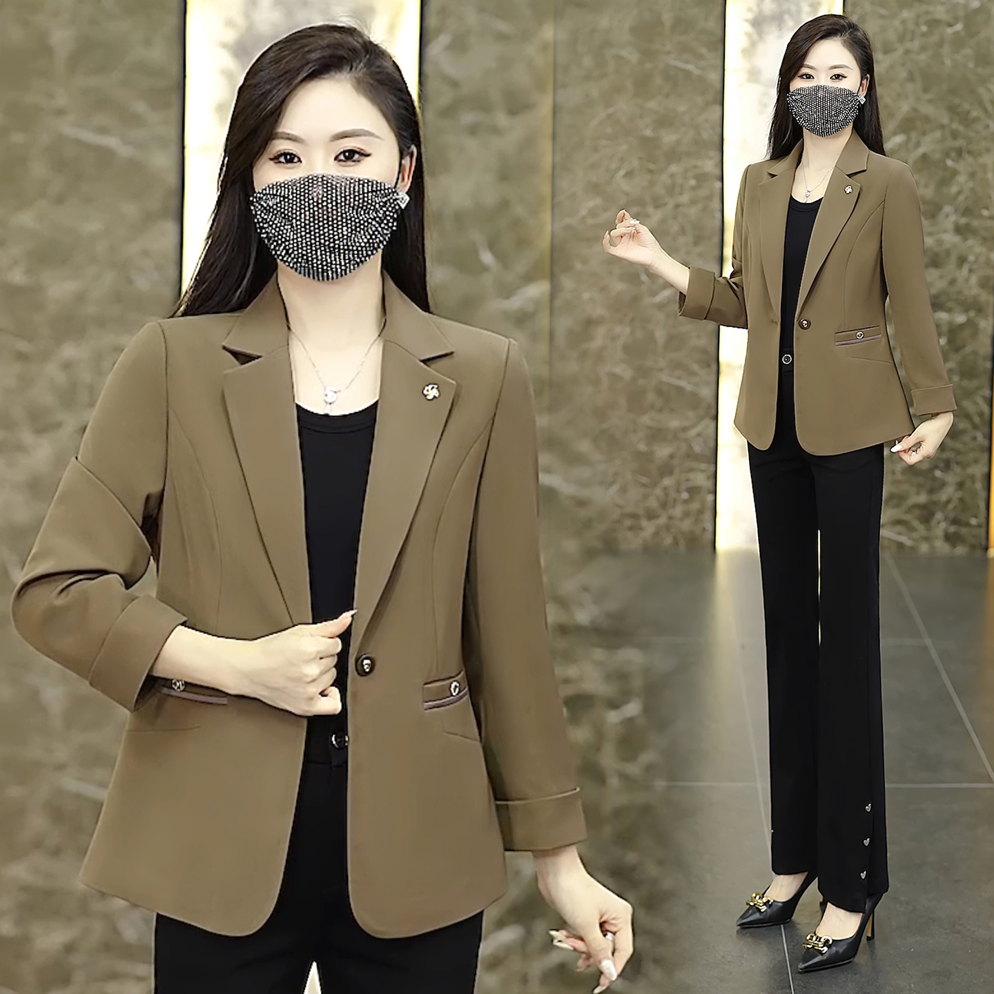 秋季新款女一粒扣西装外套短款2025职业女装气质收腰显瘦纯色西服
