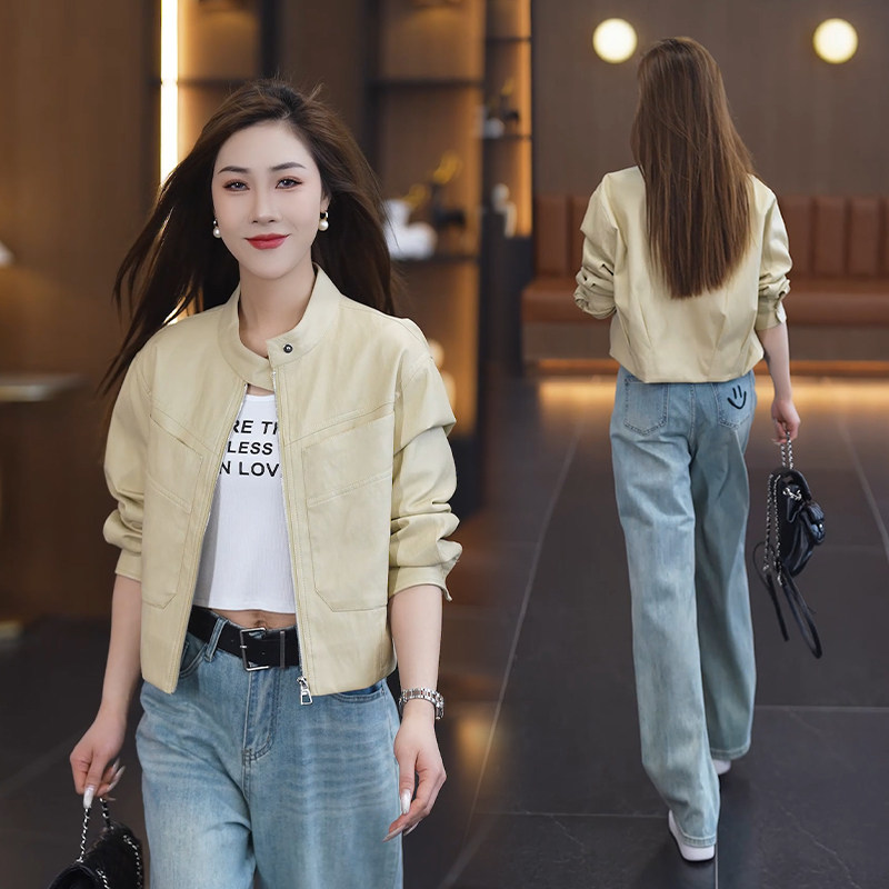 短款皮衣外套女2025春秋季新款时尚休闲立领宽松显瘦百搭夹克上衣