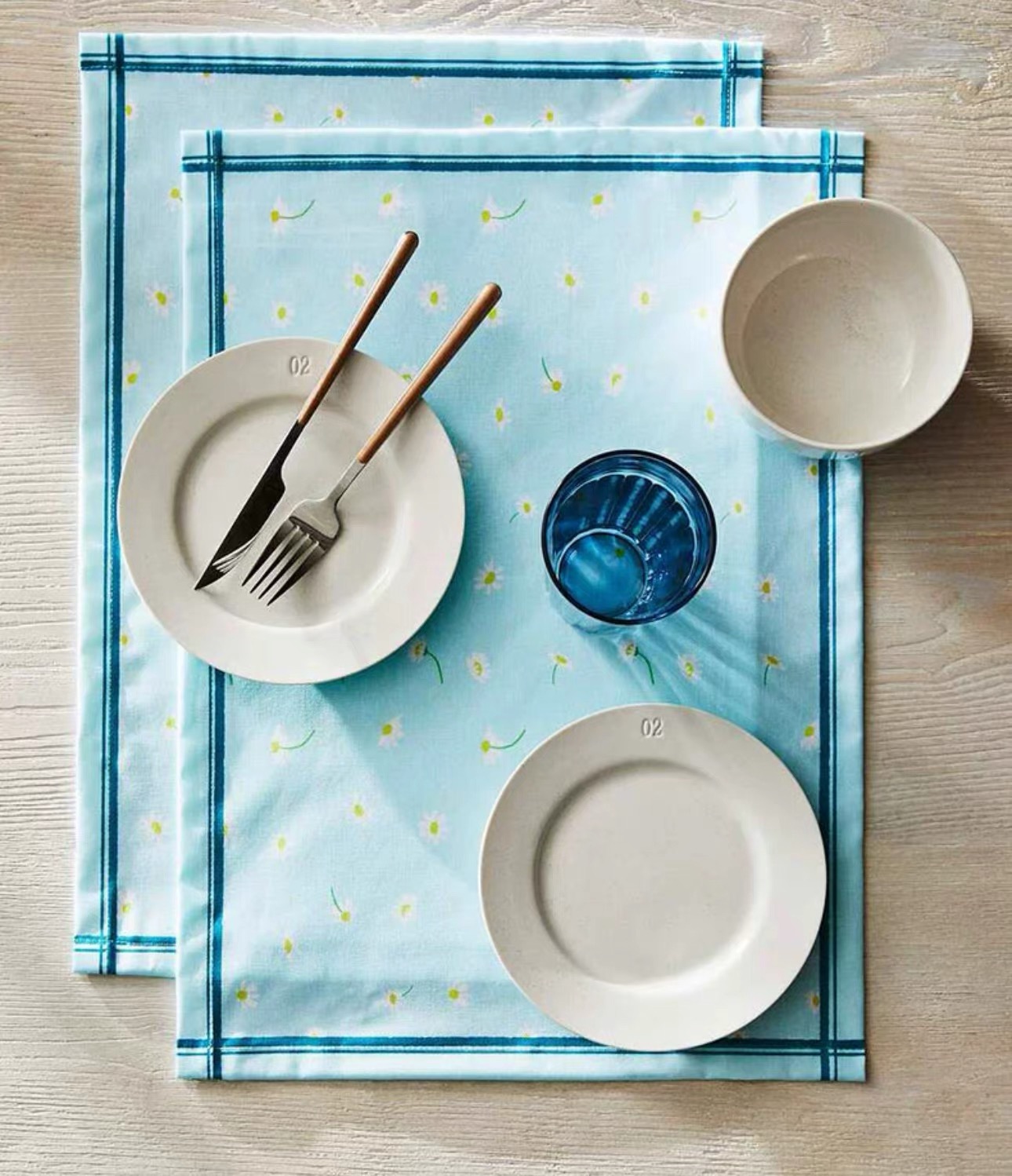 一对装 ZaraHome带涂层棉质餐垫树叶印花ins风隔热垫2件套