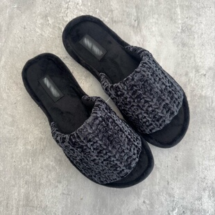 美单 雪尼尔绒针织舒适厚底拖鞋家居鞋女士居家鞋室内鞋