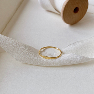 OPs洗手免摘美国进口14K包金扁光面戒指韩系极简气质细指环素戒圈