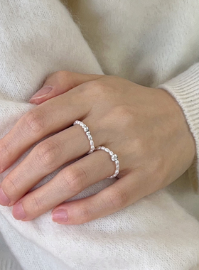 OPs精致又美丽闪亮切花转运珠S925纯银极细强光天然淡水珍珠戒指