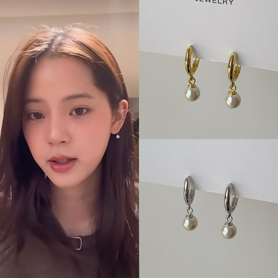 OPs自制欧阳娜娜刘亦菲同款迷你灵动小珍珠耳环精致百搭纯银耳扣