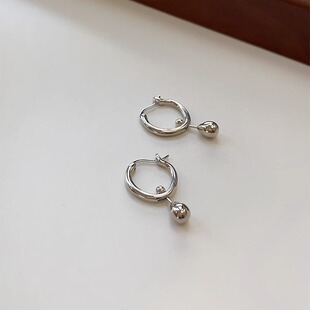 气质通勤耳环显瘦 OPs简约高级感不规则耳圈灵动银色水滴休闲个性