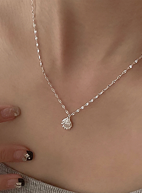 OPs夏日海风闪亮波光粼粼韩国小众贝壳纯银项链气质百搭锁骨链