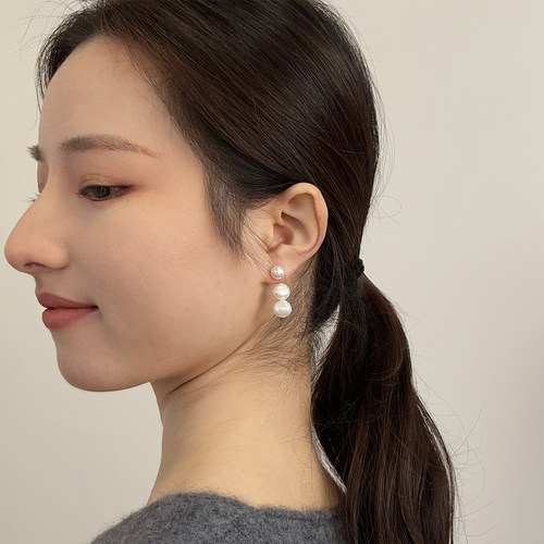 优雅大气！设计感天然大颗粒强光巴洛克淡水珍珠耳环耳夹董洁同款