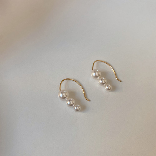 ops简约气质渐变三粒14k包金珍珠