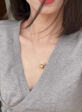 OPs美国14K包金纯银圆珠项链