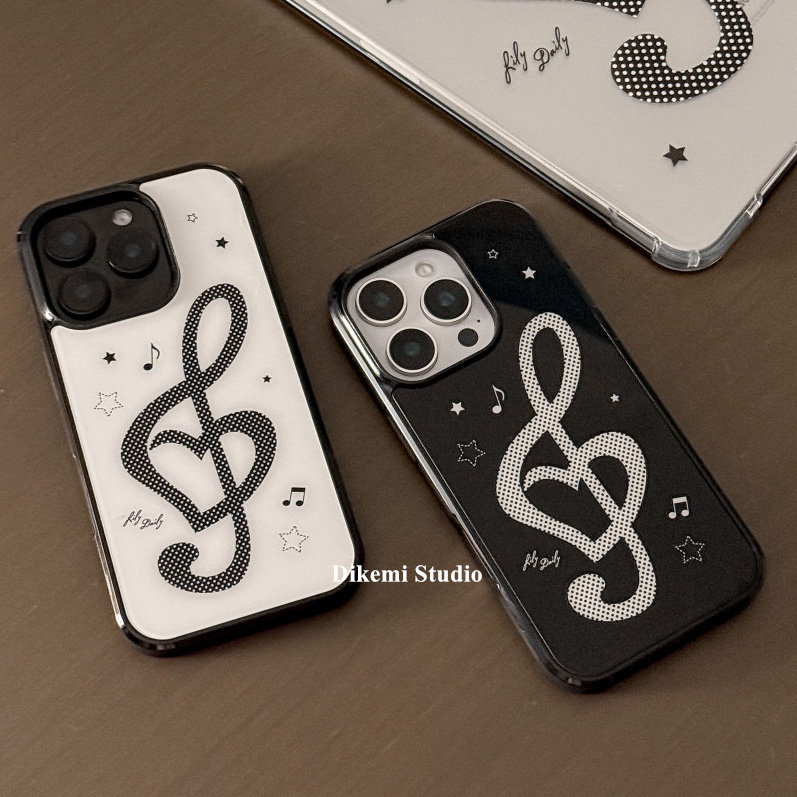 韩国ins小众博主同款浪漫波点音符黑边软壳适用iphone16promax/15pro苹果17/14/13全包17pro手机保护套新款