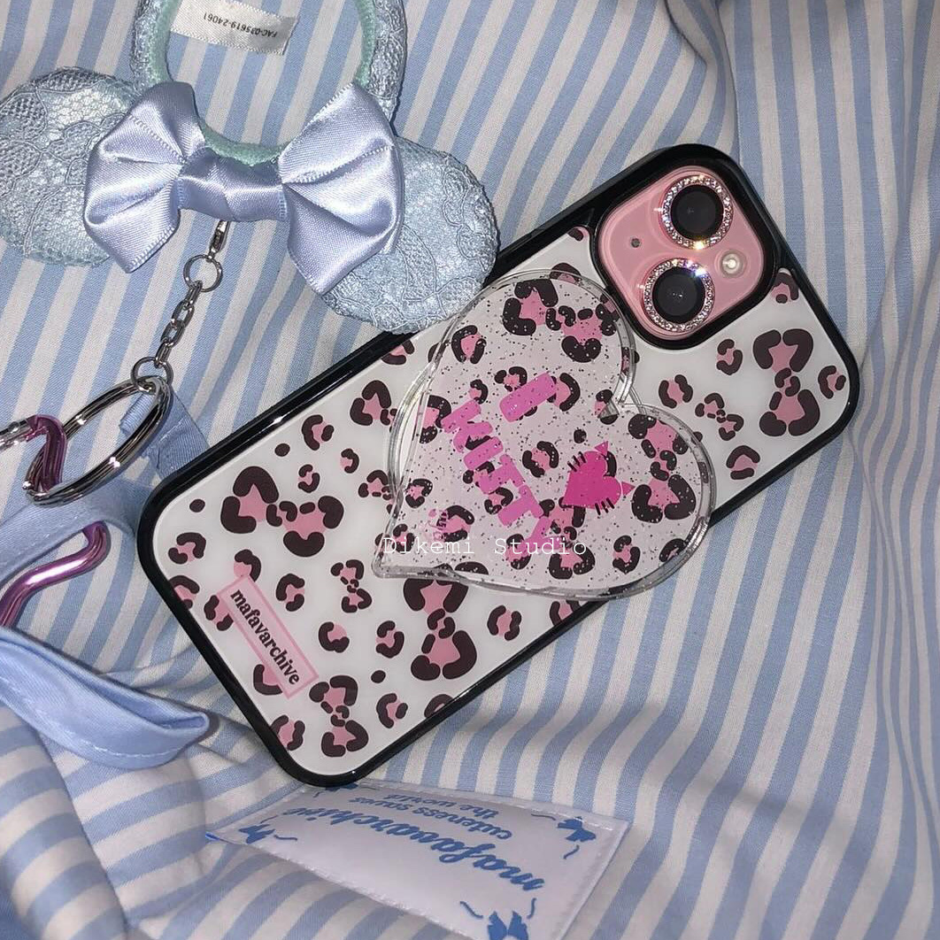 韩国ins小众甜美少女心豹纹蝴蝶结黑边软壳适用iphone15promax/14pro苹果13/12/11全包16pro手机保护套