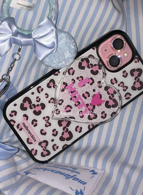 韩国ins小众甜美少女心豹纹蝴蝶结17pro黑边软壳适用iphone15promax/14pro苹果13/12/11全包16pro手机保护套