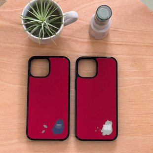 韩国ins小众欧尼同款喜庆新年红猫咪漫画黑边手机壳适用iphone17promax苹果16promax/15/14/13手机保护套个性