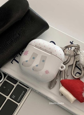 韩国ins小众设计冬季氛围感可爱古早波点袜子适用airpods4/3无线蓝牙菲林耳机套苹果airpods pro3/2硬保护壳