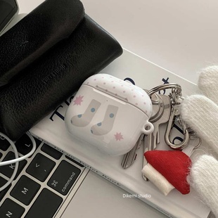 韩国ins小众设计冬季氛围感可爱古早波点袜子适用airpods4/3无线蓝牙菲林耳机套苹果airpods pro3/2硬保护壳