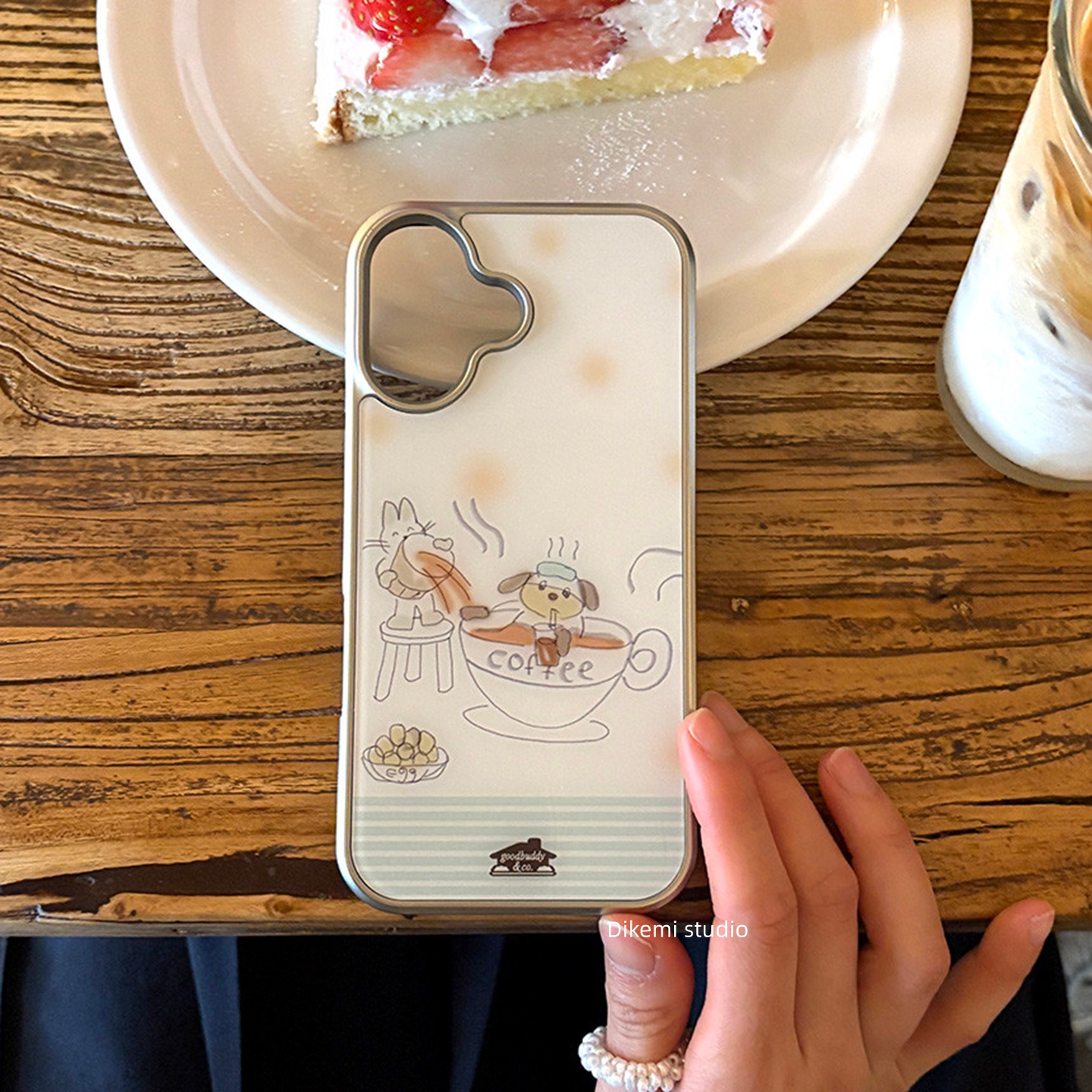 可爱漫画狗狗泡咖啡苹果17手机壳