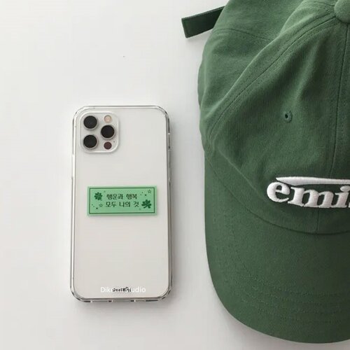 简约个性标签绿色幸运草透明软壳