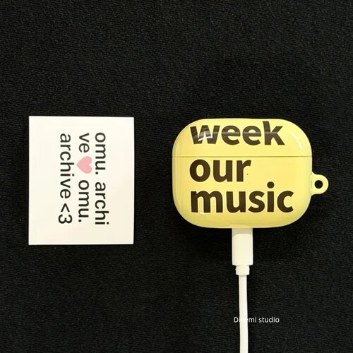 小众奶油黄week our music字母韩国进口菲林耳机套适用airpods4/3无线蓝牙耳机壳苹果airpods pro3/2硬保护壳