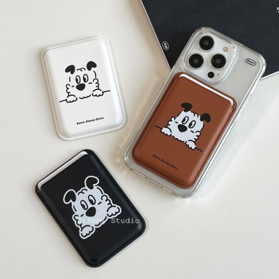 苹果16小众可爱趴趴狗皮质卡包