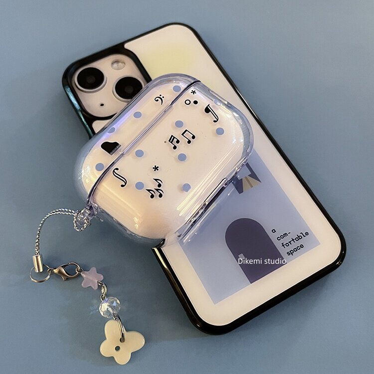 日韩ins小众Y2K艺术生可爱音乐符号适用苹果airpods 4/3/2代无线蓝牙耳机保护套airpods pro3透明软壳