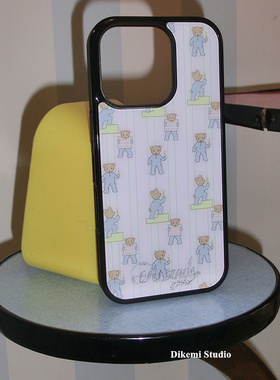 韩国ins小众博主同款可爱蓝色连体衣小熊黑边软壳适用iphone16promax苹果17promax/13/14/15全包手机保护套