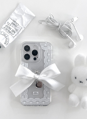 韩国ins小众法式甜美白色蕾丝蝴蝶结丝带透明软壳适用iPhone17promax苹果16promax/14/13/15手机保护套时尚