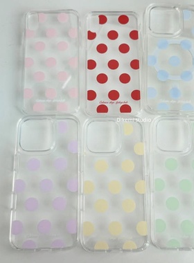 韩国ins小众Y2K少女心古早波点百搭17pro透明软壳适用iPhone16promax苹果15promax/14/13/12/11手机保护套