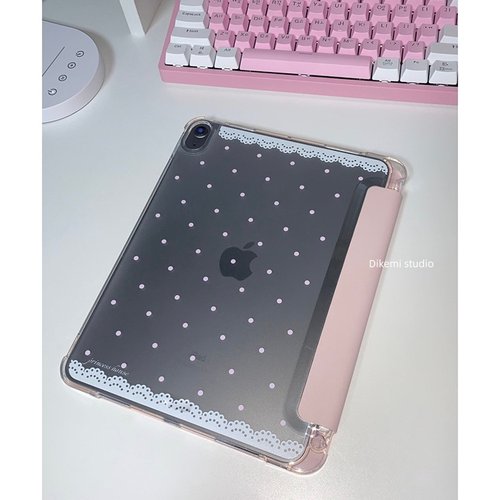 ins小众甜美少女蕾丝波点ipad壳