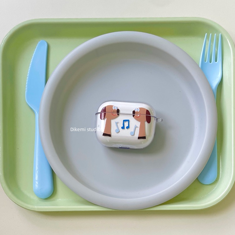 韩国ins小众少女可爱萌puppy狗狗音符无线蓝牙耳机套软壳适用苹果airpods 4/3/2代保护套airpods pro2透明壳