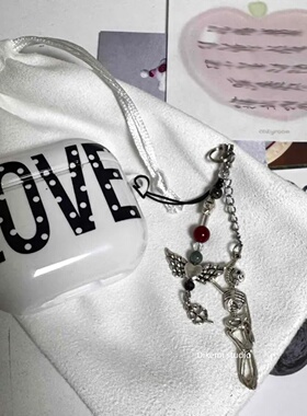 Y2K小众设计古早波点LOVE字母韩国进口菲林耳机套适用airpods4/3无线蓝牙耳机壳苹果airpods pro3/2硬保护壳